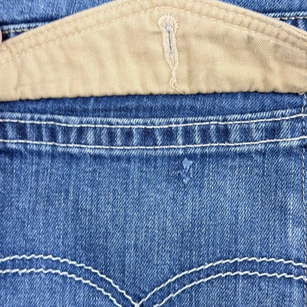 Levis 514 Slim Straight Jeans Mens 32x32 Blue Denim Tan Pocket Flaps 77976-0002